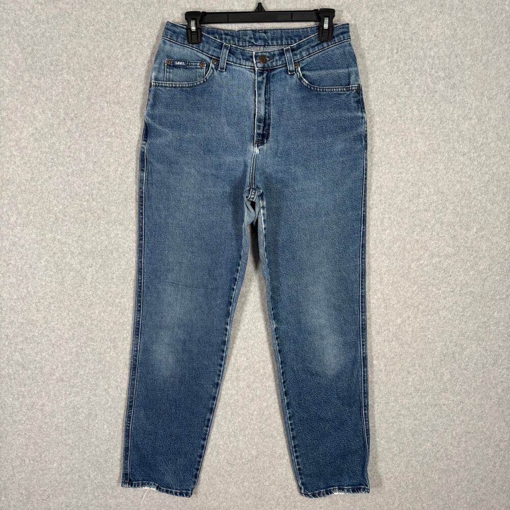 Vintage 90s Lee Jeans Womens 10 Mom Tapered High Rise Distressed Fade Worn 30x29